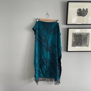100% SETA Silk Scarf Wrap 70" length (+ 3 1/2" fringe) x 27" wide